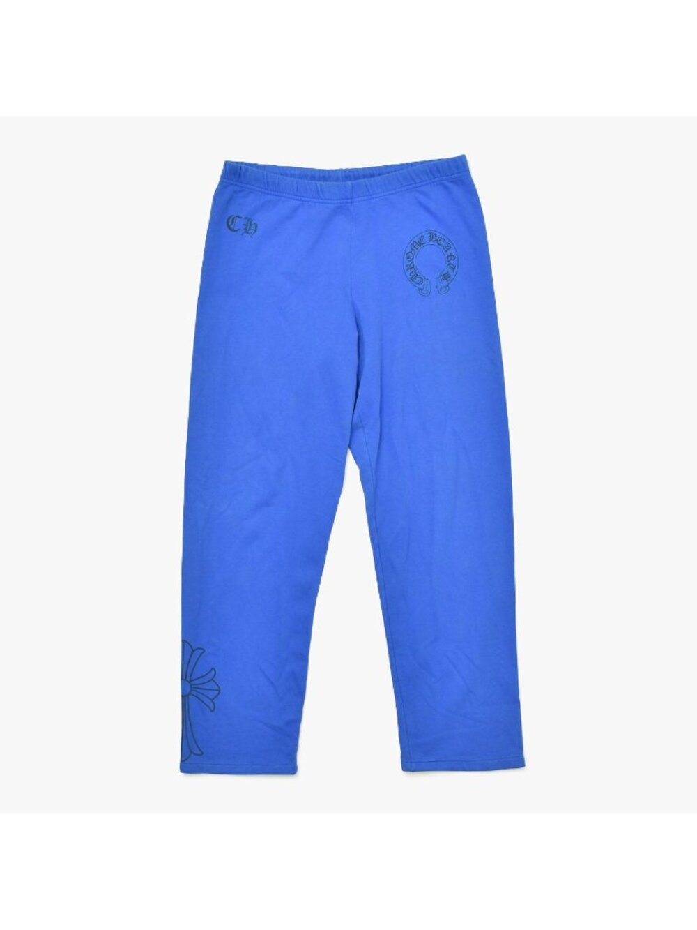 Chrome Hearts Wide Sweatpants CH Cross CH Logo Horseshoe Blue Black Cotton L